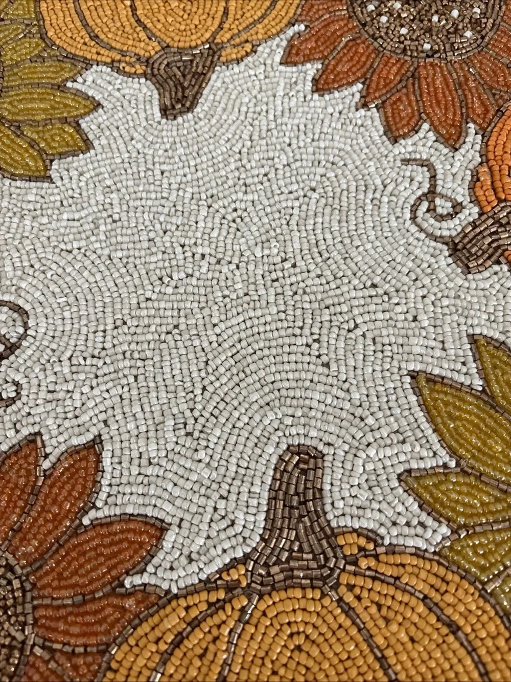 Beaded Pumpkin & Sunflower Table Accent - Orange